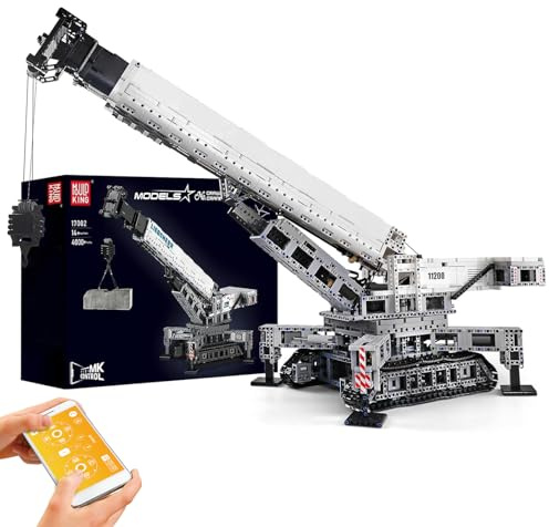 Mould King MOC Mobile Crane Truck Building Blocks Kits, Heavy-Duty Truck Sets to Build, APP Remote Control Large Engineering Crane, Construction Vehicles Model for Adults (4000 Pieces)