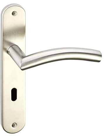 1 Juego de manillería EMIL cepillado (BB) Herraje de puerta en placa larga Juego de puerta de habitación con material de fijación de Sotech