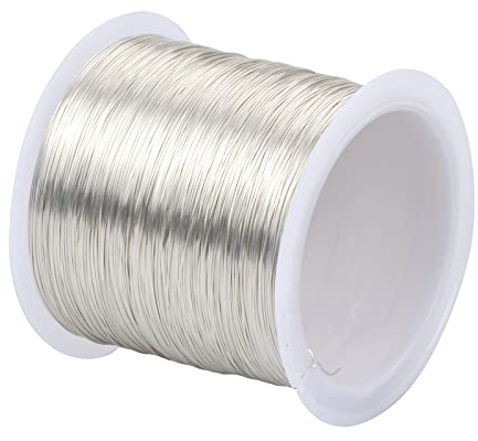 100mx0,3mm Filo per Gioielli Filo di Rame per Creazione di Gioielli Filo Metallico Resistente all'Appannamento Filo di Rame Nudo per Perline Artigianato Bracciale Collane Orecchini Fai da Te, Argento