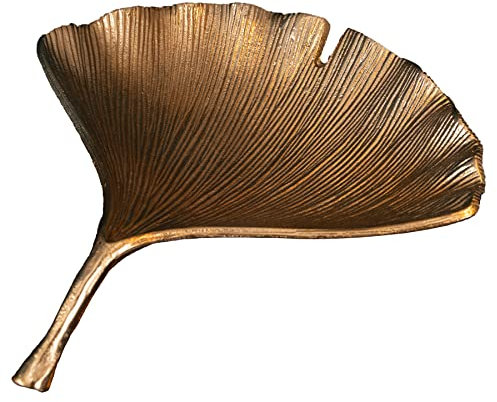 riess-ambiente.de Dekorative Schale Ginkgo 42cm Gold Handmade Metall