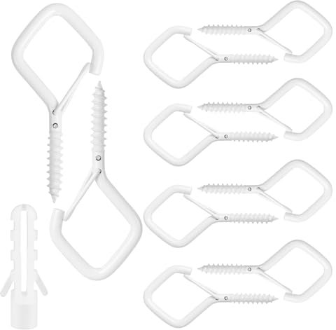 enithElite - Lot de 10 crochets à visser, acier inoxydable, blanc, fixation à vis, résistant à la rouille, boucle de sécurité, polyvalent en intérieur et en extérieur