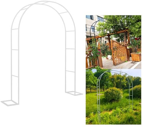 Arco da giardino in metallo per piante rampicanti, bianco, pergolato da matrimonio per cerimonia durevole per interni archi da giardino per decorazione per feste 2,4 x 2,2 x 0,4 m