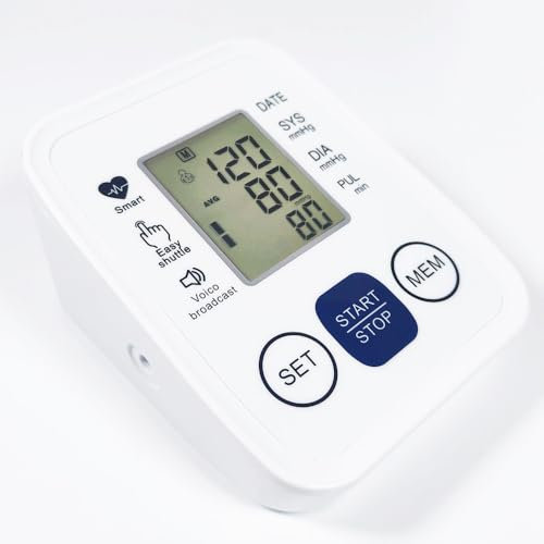 Tensiómetro de Brazo Digital - Monitor de Presión Arterial con Brazalete Grande Ajustable (22-36 cm), Detección de Arritmias y 2x99 Juegos de Memoria para Uso Doméstico