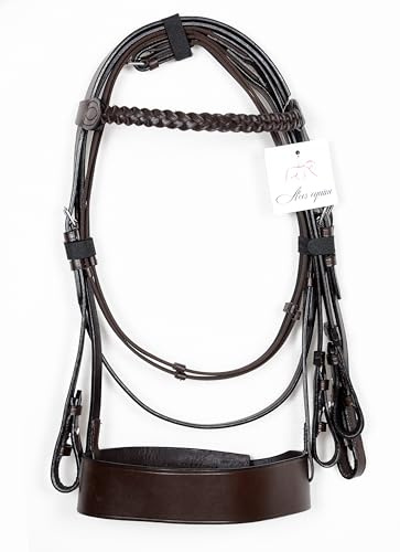 Aces Equine Hunter bridle With 2 Noseband and 1 Plated Browband Premium Quality Brown Colour (PONY)