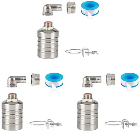 Booso 3X Válvula de Flotador, Válvula de Flotador de Agua de 1/2 Pulgada A 3/4 Pulgada, Válvula de Flotador de Control de de Agua Completamente Automática de Acero Inoxidable 304