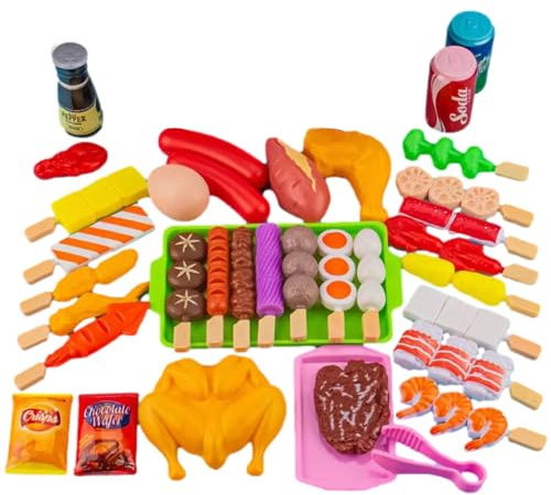 Jouet De Cuisine Enfant, Jeu De Barbecue Ensemble De Jouet Alimentaire Réaliste BBQ Barbecue Pretend Play Grill Toy Set - De Gril Semblant Jouer De Cuisine Interactifs pour Accessoires