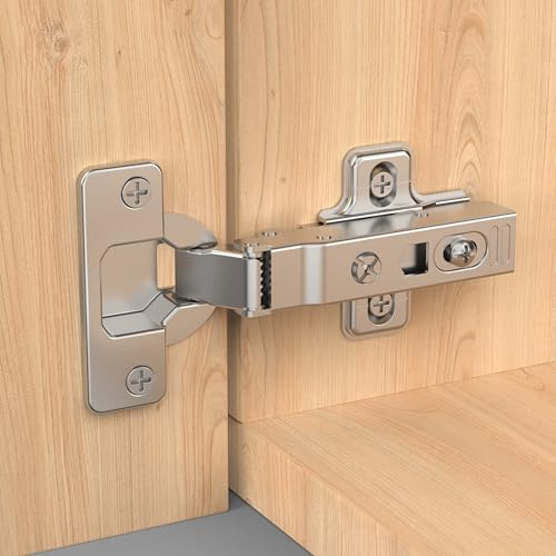 Furniware 10 Stück Softclose Eckanschlag Scharniere, 52mm Lochabstand Schrankscharnier, 105 Grad Küchenschrank, Topfbänder 35mm Topfscharnier, Kleiderschrank Scharnier, Möbelscharnier mit Dämpfer