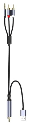 Lerpwige Adaptador estéreo coaxial a 3 de 5 mm con reducción de ruido para dispositivos multimedia y Braide, convertidor de audio coaxial