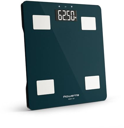 Rowenta Body Up 2.0, Báscula Inteligente de Baño, 7 Indicadores Corporales, 8 Perfiles de Usuario, Alta Precisión y Capacidad de hasta 180 kg, Pantalla LED, BR2600V0