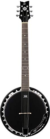 ORTEGA Raven Series Banjo - Banjo de 6 cuerdas, incluye funda, color negro satinado