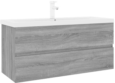 vidaXL Sink Cabinet with Built-in Basin Bathroom Sink Unit Floating Vanity Unit Washroom Washbasin Under Sink Cabinet Grey Sonoma Engineered Wood