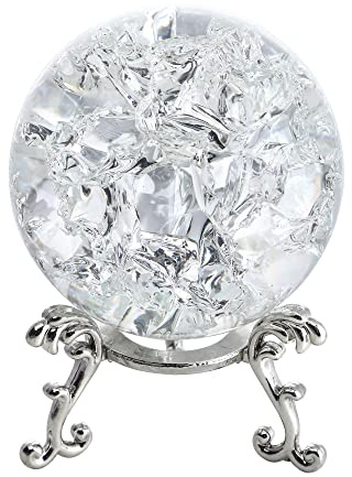 Pisapapeles de bola de cristal roto de 60 mm, bola de cristal con soporte, decoración del hogar Fengshui, accesorios de jardín de rocas