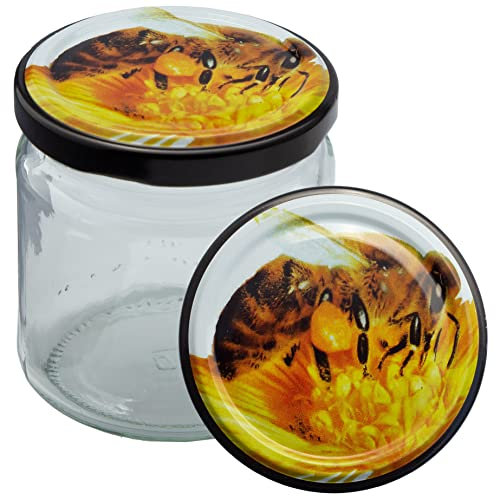 Imkado Twist-Off Honigglas mit Metalldeckel 250g | Biene | 1 Paket (96 Stk)