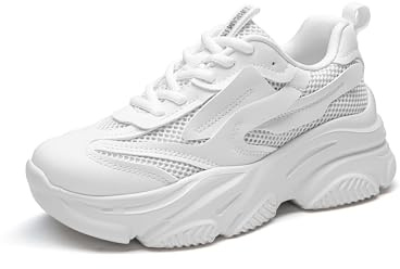 DREAM PAIRS Scarpe Sportive con Suola Spessa da Donna alla Moda Traspiranti Leggere Eleganti e Comode,Size 40.5,Bianco,SDFN2406W