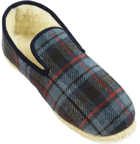 Charentaises traditionnelles FAMAS marine. Intérieur pure laine de mouton, semelles feutre de laine. (marine, Système Taille Chaussures EU, Adulte, Homme, Numérique, Large, 49)