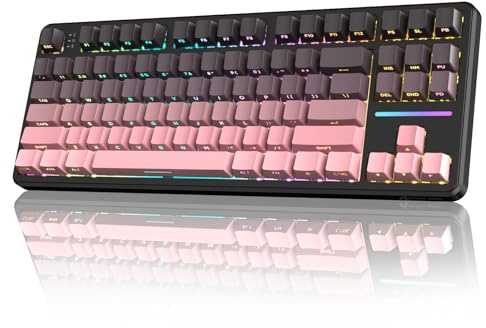 LexonElec X ATTACK SHARK X87 Tastiera Meccanica Wireless, Tri-Mode-BT/2.4G/Cablato, Sostituibile a Caldo, Interruttore lineare, Tasto PBT Stampato Lateralmente, Guarnizione, Tastiera RGB (Nero Rosa)