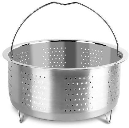 ELEPRUC 20CM Cestello Cottura a Vapore Inox 304, Multifunzione a Vapore Cesto, Inserto Vapore Forato, cestello per Pasta Separata, Cestello Pentola a Pressione per Frutta Verdure Vapore Uova