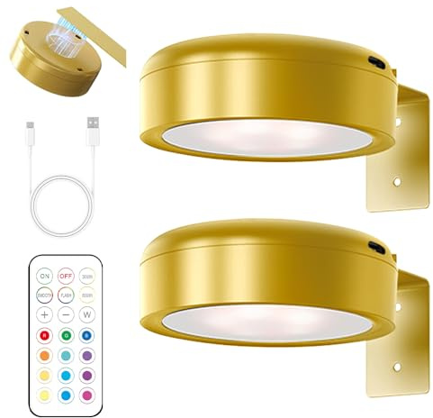 Mineup Pack de 2 Luz Cuadros Sin Cable con Mando, Luz de pintura magnética alimentada por batería, magnéticas de pared, con 3 temperaturas de color para vitrinas y temporizador