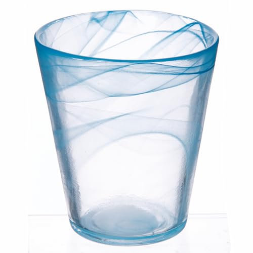 Villa d'Este Home Tivoli 1996 Lot de 6 verres à eau conique 250 ml en verre, surface dégradée, bleu ciel, albâtre