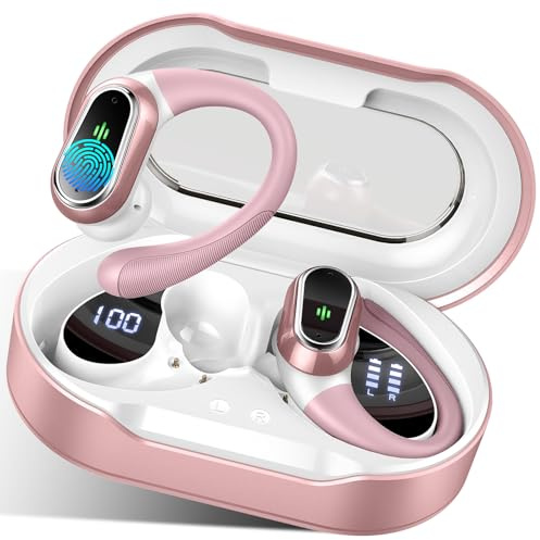 Wireless Earbuds, Bluetooth 5.4 Headphones Sport with 4 ENC Noise Cancelling Mic, 50H Wireless Headphones with Earhooks HiFi Stereo Deep Bass, IP7 Waterproof Bluetooth Earphones for Sport/Gym/mgj1