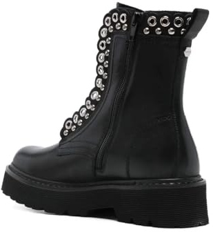 Cult Stivaletti Donna in Pelle, Suola Platform 3 cm, Tacco 4.5 cm, Gambale 17 cm, Nero (36-41, Sistema Taglie Calzature EU, Adulto, Numero, Media, 37)