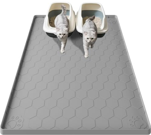 Tapis Litière Extra-Large Chat 101x71cm, Silicone Imperméable