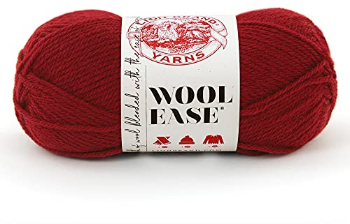 Lion Brand Yarn Wool-Ease Yarn, Worsted-Weight Yarn for Knitting and Crocheting, 1 Pack, Cranberry