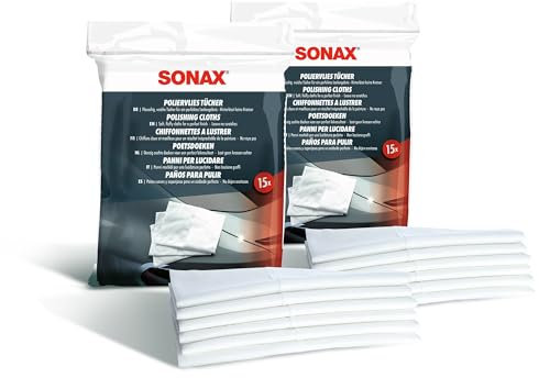 2x SONAX POLIERVLIESTÜCHER POLIERVLIES POLIERTUCH POLIER VLIES TÜCHER JE 15 STK