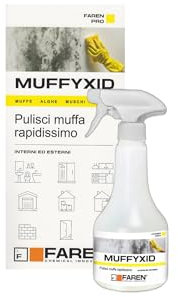 Faren MUFFYXID, Rimuovi Muffa, Antimuffa, Pulitore della Muffa ad Azione Rapida, Igienizzante, Elimina rapidamente Muffe, Funghi, Muschi e Alghe, ritarda la ricomparsa, 500ml (1)