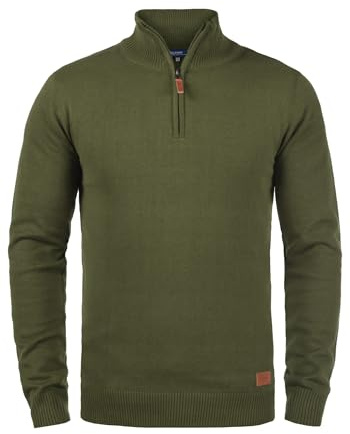 BLEND Robin Maglione Pullover Troyer da Uomo con Collo Alto Stampa, Taglia:S, Colore:Burnt Olive (77011)