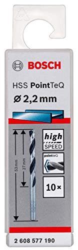 Bosch Professional 10-Piece PointTeQ HSS Twist Drill Bit (for Metal, 2.2 x 27 x 53 mm, Drill Driver Accessories)