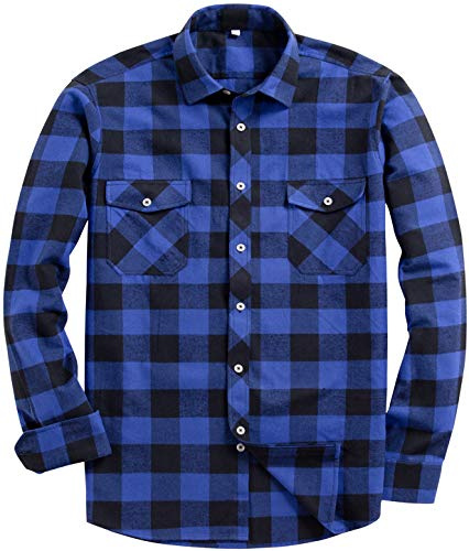 siliteelon Flannel Shirt Checked Shirt Mens Cotton Lumberjack Plaid Shirts | Casual Soft Thick Warm, Tartan Brushed Shirt, Regular Fit, Long Sleeve, for Work Office, Daily Country Outdoor
