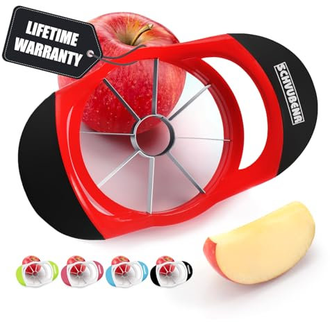 SCHVUBENR - Affettatrice per mele professionale, in acciaio inox, tagliapela e cavatapela affilate con 8 lame affilate (rosso)