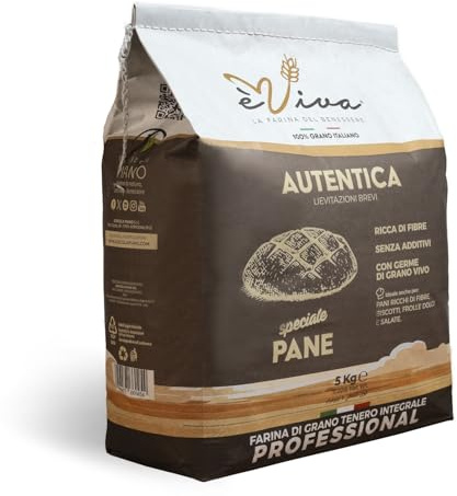 Agricola Piano - Autentica | Fullkornsvetemjöl eller Fullkornsmjöl 5 kg - 100% Italienskt – Perfekt för Bröd, Kakor och Mördeg - Äkta Fullkorn – Professionellt - Utan Tillsatser - èViva