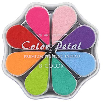 Stempelkissen in 8 Farben zum Basteln, Regenbogenfarben, kleine Gummistempel, Stempelkissen, Pigmentblütenpunkt-Optionspad, waschbar für Kartenherstellung, Sammelalben, Kindermalerei, Buchstaben(1015