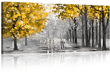 Mit Rahmen Großes Leinwandbilder Bilder 120x50cm Abstrakt Herbstbaum bild auf leinwand Wandkunst Leinwanddruck Modern Wandbilder XXL Kunstdruck Deko für Wohnzimmer Schlafzimmer fertig zum Aufhängen