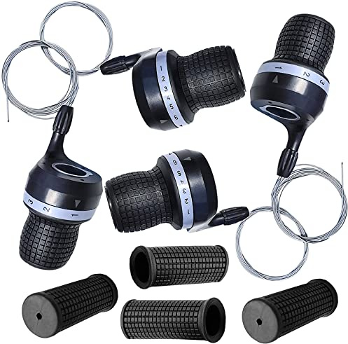 Lomodo 2 Pair Bicycle Twist Grip Gear Shifters 3X7 Speed DIP Compatible for Most Mountain Bike