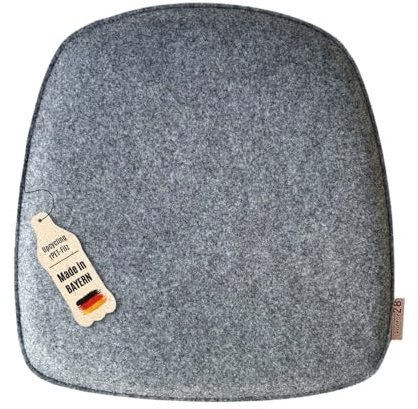 kontor28® - Sitzkissen Filz handgefertigt Made IN Germany | Sitzkissen Stuhl 39x40 cm aus rPET-Filz extra weiche und robuste Polsterung | Sitzauflage Stuhl für In- und Outdoor | grau 1er-Set