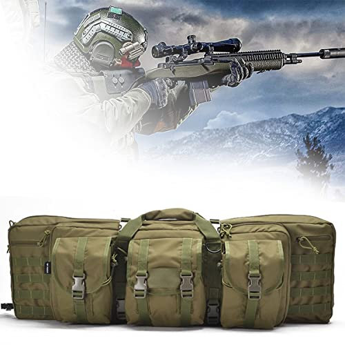 Doppel-Waffentasche 95/105/118/140 cm Gewehrtasche für Zwei Langwaffen Double Long Rifle Gun Case Bag, Outdoor Camping Shotgun Bag, 3 Große Zubehör Beutel,Green-42in/106cm