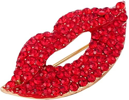 Générique Lippe Brosche Frauen Schmuck Pullover Schal Schnalle Diamant Kuss Lippen Frauen Mädchen Mode Brosche Brosche Rot