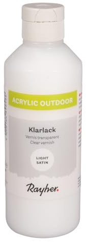 Rayher Clear Outdoor Paint, Clear Sealer for Acrylic Paints, Weatherproof Varnish, Multi-Surface Outdoor Decoupage Glue and Sealer, clear, 250ml, 35074702