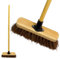 10” Outdoor Yard Broom with Wooden Handle Stiff Bassine Hard Bristle with Durable Support Bracket Garden Brush Heavy Duty Broom for Driveways, Sidewalks, Patios and Deck (PACK OF 1)