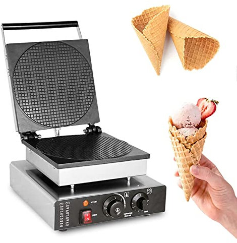 Macchina elettrica per cono per cialde in acciaio inossidabile - Stampo antiaderente per teglia per cono gelato fatto in casa - Macchina per cono gelato commerciale, per uso domestico e commerciale