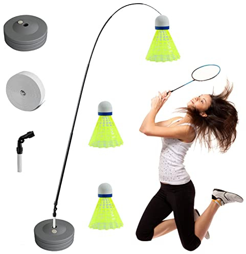 KOMFOLIVING Badminton övningsutrustning | Badminton en spelare studs-tränare | Stretch badminton robot racket träning sport -studie övningsmaskin badminton för barn