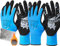 GAVOROHANS Wasserdichte Thermo-Winter-Arbeitshandschuhe, Polarfleece-Innenfutter, Hervorragende Griffigkeit, Doppelte Latex-Beschichtung (Blau-2paare, L)