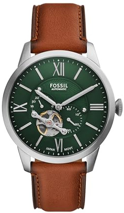 Fossil Men's Watch, Townsman Multifunction Brown Leather Watch for Men