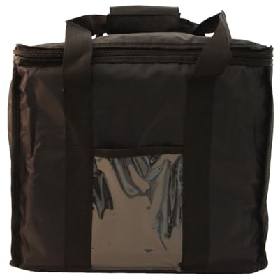 Chef Approved 12 x 12 Food Delivery Bag | Heavy Duty Insulated Soft-Sided Hot Cold Sandwich Carrier with Zipper Closure for Restaurant Shopping Grocery | Square Shape, 12W x 12D x 15H, Nylon, Black