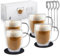 Zobel Latte Macchiato Gläser 350ml mit Henkel | 4er Set doppelwandige Kaffeegläser aus Borosilikatglas inkl. Untersetzer & Löffel | Spülmaschinenfest & hitzebeständig