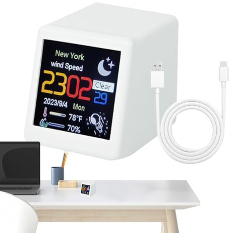 Orologio digitale meteorologico – Piccola sveglia digitale, monitor di umidità domestica, data ora ricaricabile, portatile, con controllo intelligente per cucina e bagno