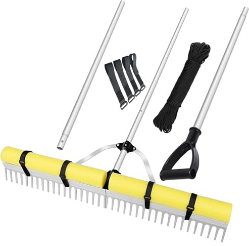 Miyanvuo Rastrillo de Laguna | Rastrillo para Limpiar Algas,Eliminador de Algas con Mango Largo y Accesorios de Limpieza para Playas